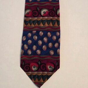 Vintage Tie from J. Garcia Red Green Yellow Blue Tan 100% silk